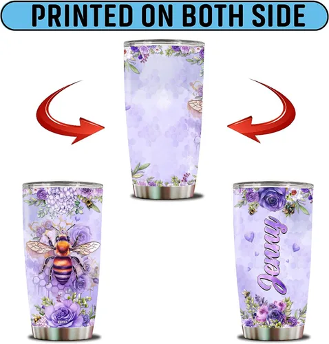 Miniatura 6 de Vaso de abeja personalizado con nombre personalizado de abejas reinas, regalos para mujeres, tazas de agua, botella de agua de 20 onzas, regalo
