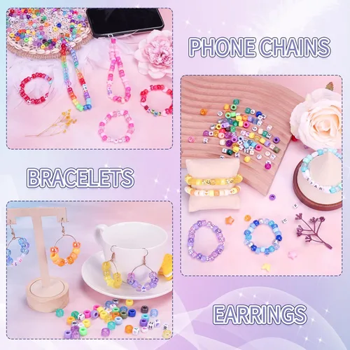 Miniatura 5 de QUEFE Kit de 4900 cuentas pony para pulseras Kandi, kit para hacer pulseras de la amistad con 84 colores de cuentas Kandi, cuentas para cabello