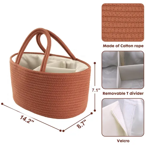 Miniatura 24 de Organizador de pañales para bebé con cuerda de algodón para niña o niño, cesta de almacenamiento portátil para guardería, bolsa de transporte