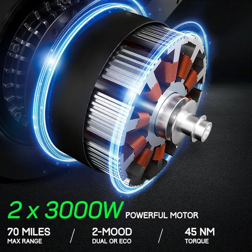 Miniatura 4 de Electric Scooter Adult K8 6000w Dual Motor, Max Speed 50MPH Range 70 Miles, 12 Inch Street Tires Commuter Dual Suspension E-Scooter with Seat and