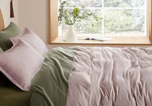 Miniatura 16 de Get Bed Ready Juego de funda de edredón casual de algodón lavado a la piedra, color sólido, estilo moderno, ropa de cama natural arrugada
