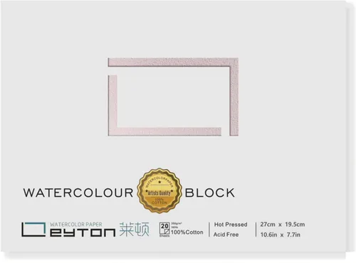 Miniatura 13 de Bloque de papel para acuarela 100% de algodón sin deformación - 20 hojas de 160 lb/350 gsm de papel prensado en caliente para suministros de arte