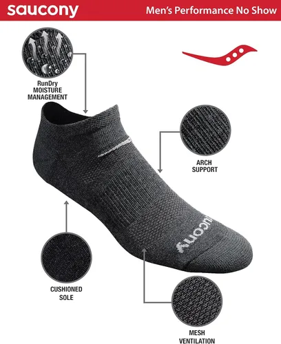 Miniatura 2 de Saucony Men's Multi-Pack Mesh Ventilating Comfort Fit Performance No-Show Socks