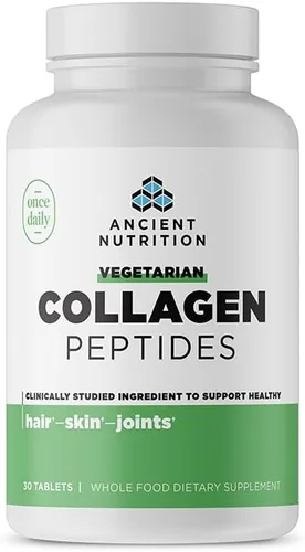 Ancient Nutrition Péptidos de colágeno vegetarianos, tabletas de péptidos de colágeno, colágeno con prebióticos y probióticos, apoya la piel