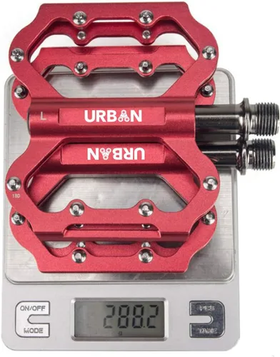 Miniatura 3 de Pedales ligeros de plataforma plana MTB con 16 pasadores hexagonales antideslizantes para agarre Rojo