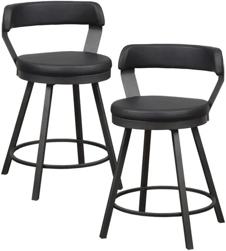 Lexicon Appert - Juego de 2 taburetes giratorios tapizados con respaldo, marco de metal resistente, patas, altura del asiento de 25 pulgadas, cuero,
