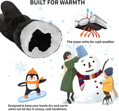 Miniatura 4 de ONNAS Guantes de esquí impermeables de invierno cálidos guantes de snowboard para hombres y mujeres, guantes térmicos resistentes al viento, guantes