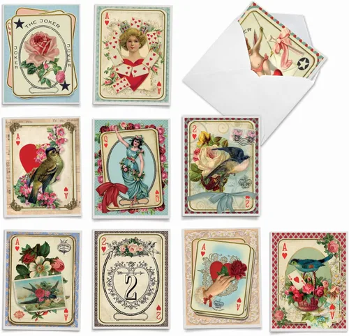 The Best Card Company - 10 Tarjetas de Notas en Blanco con Corazón en Caja (4 x 5.12 Pulgadas) - Surtido de Tarjetas de Amor Sincero para Todas las