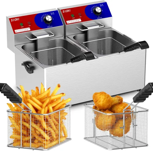 Miniatura 9 de Freidora Comercial Profunda - Freidora Eléctrica Profunda de 12 L con Cesta de 6 L, Freidora Comercial Profunda con Cesta, Freidora de Acero