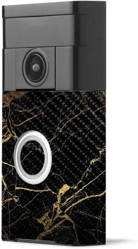 Miniatura 23 de MightySkins - Piel de fibra de carbono para timbre de video con anillo – Madera abstracta Acabado de fibra de carbono texturizado protector