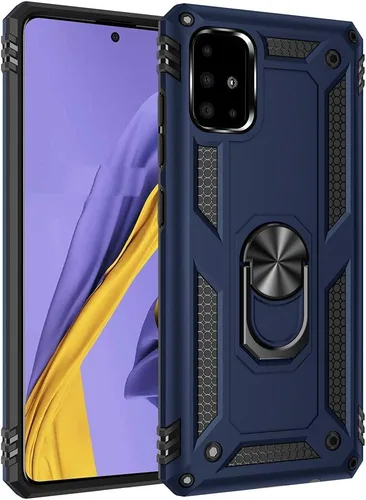 Funda de grado militar para Samsung Galaxy A51 4G, funda Galaxy M40S, 360 metal giratorio anillo soporte soporte magnético para montaje en Azul