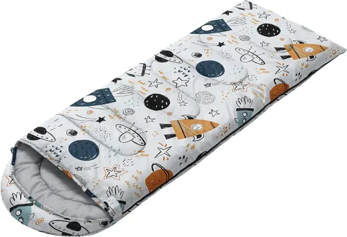 Miniatura 2 de Saco de dormir para niños y niñas, estampado de nave espacial de dibujos animados, ligero, cálido, portátil, para exteriores, interior, impermeable