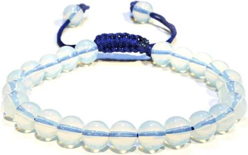 Miniatura 231 de Adjustable Crystal Bracelet – Gemstone Bead Bracelet with Adjustable Macrame String – Chic Gemstone Bracelet for Men and Women – 8mm Round Healing
