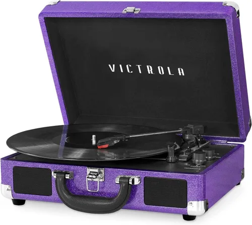 Miniatura 13 de Victrola Journey - Tocadiscos portátil de maleta con Bluetooth, con altavoces integrados, reproductor de discos de vinilo de 3 velocidades, salida