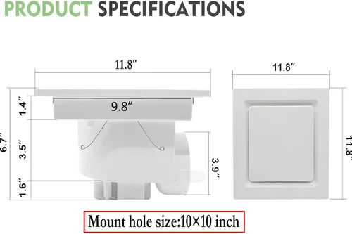 Miniatura 4 de Extractor de baño sin luz, ventilador de ventilación de montaje en techo, extractor de baño 110V, ventilador de baño para cocina 120CFM 1.2Sones
