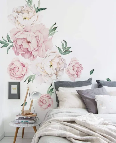 Sticker de pared de flores peonias, de Simple Shapes Rosado(Vintage Pink)