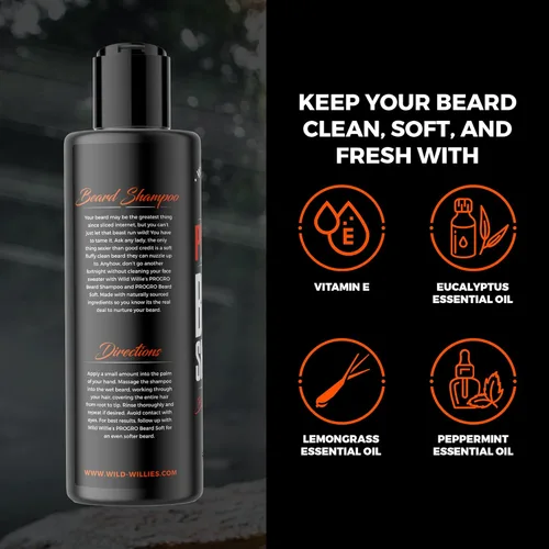 Miniatura 4 de Wild Willies Champú para barba con biotina y cafeína – Nutre y fortalece – Lavado facial hidratante anticaspa para hombres de todo tipo de barba