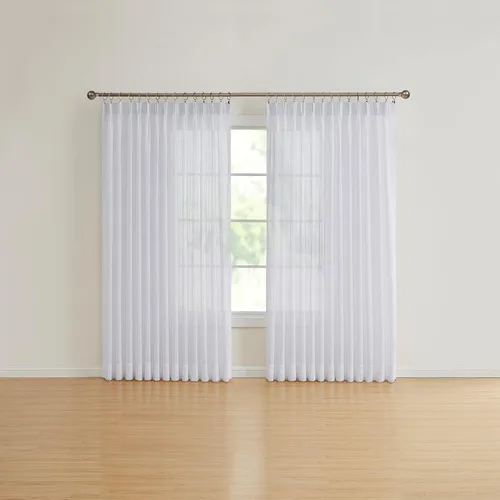 Simplicity - Par de cortinas plisadas traslúcidas para sala de estar, dormitorio y comedor, 48 x 63 pulgadas, color blanco