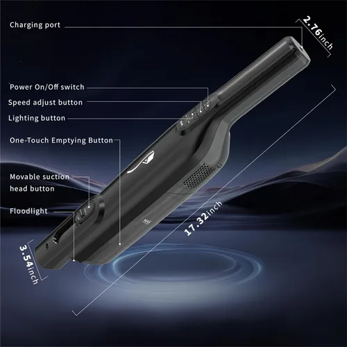 Miniatura 10 de Aspiradora de mano inalámbrica, ligera y portátil con luz LED, aspiradora de mano recargable con vacío de un solo toque, potente succión