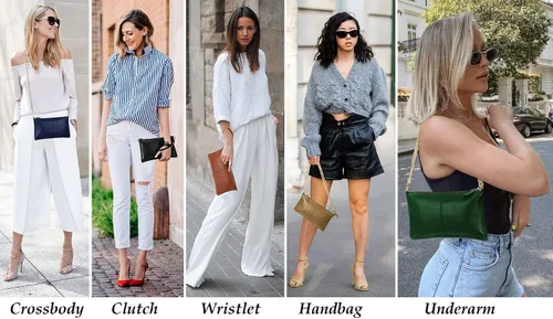 Miniatura 3 de YALUXE Clutch Wristlet - Cartera de piel auténtica con bloqueo RFID y cadena de hombro