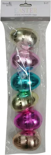 Miniatura 2 de Brite Star Huevos de Pascua, 6 unidades de 3 pulgadas, metálicos: plata/rosa/azul/oro/púrpura/champán