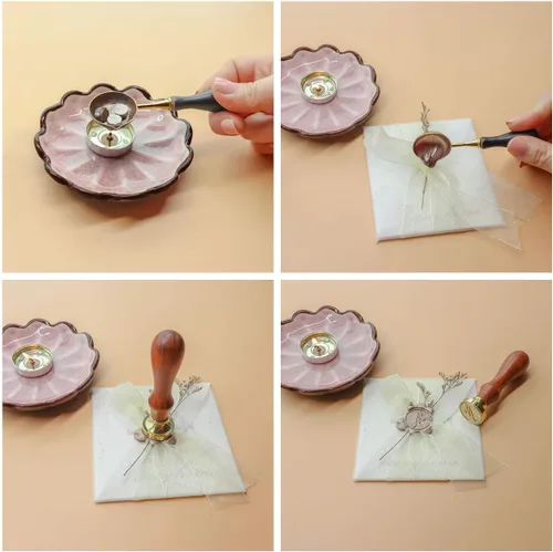 Miniatura 8 de Sello de cera, letra inicial escrita a mano con mango de palisandro, decoración en invitaciones, sobres de correo, tarjetas para cumpleaños, fiestas