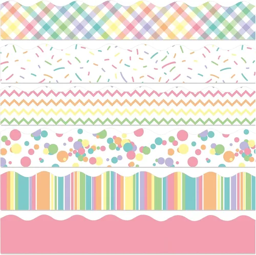 Miniatura 38 de Containlol Bordes para decoración de tablón de anuncios, 118 pies de borde festoneado con tema oceánico para tablón de anuncios de aula