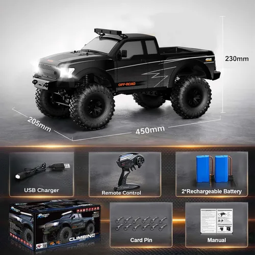 Miniatura 6 de Autos RC Camiones RC Crawler 1/10 Escala RTR Vehículo de Control Remoto 4WD 2.4GHz Cepillado Todoterreno Carreras Grado Pasatiempo Modelo con Luces