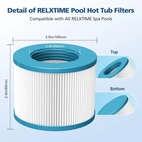 Miniatura 2 de Filtro de Bañera de Hidromasaje Compatible con Todos los Hot Tub RELXTIME, Filtros de Piscina, Reemplazo de Filtro de Spa, Cartuchos de Filtro