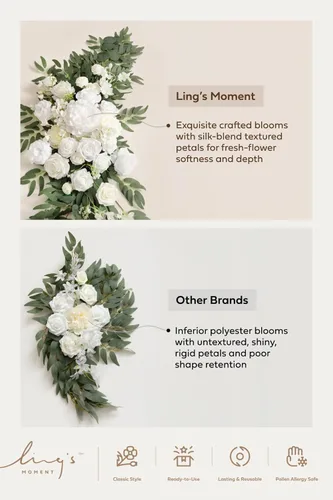 Miniatura 9 de Ling's moment Kit de Flores Artificiales Rosa Malva para Arco de Boda Paquete de 4, 2pcs Arreglo Floral Colgante 2pcs Cortinas de Gasa Ceremonia