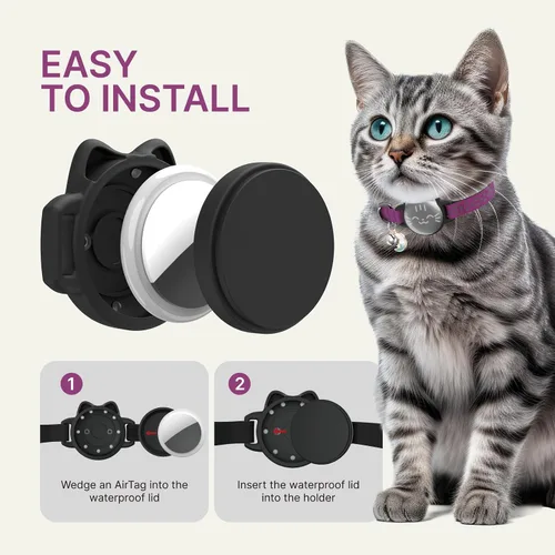 Miniatura 8 de AirTag - Collar de gato reflectante compatible con Apple AirTag de 1ª y 2ª generación, soporte oculto con campana, correa ligera resistente al agua