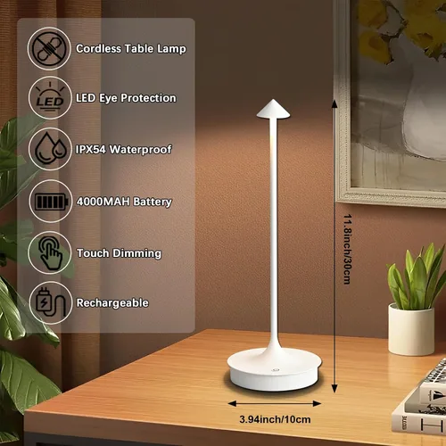 Miniatura 2 de Cordless Table Lamp Rechargeable LED Table Lamps Battery Operated 4000mAh Touch Dimmable Wireless Lamp Waterproof Portable Outdoor Table Light for