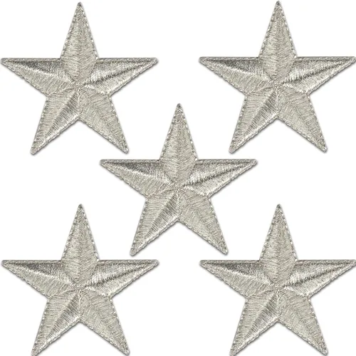 Miniatura 20 de Laughing Lizards Parches bordados con estrellas para planchar para ropa, chaquetas, mochilas y decoraciones (negro, 1 pulgada)