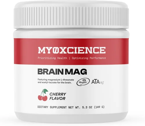 Brain Mag Magnesio L-treonato (Magtein) con Mag Taurato (ATA Mag) Mag glicinato para apoyo cerebral | 60 porciones (cereza)
