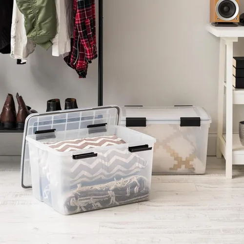 Miniatura 5 de IRIS USA - Contenedor organizador de plástico hermético para almacenamiento, 46.6 cuartos de capacidad, con tapa duradera, sello y hebillas
