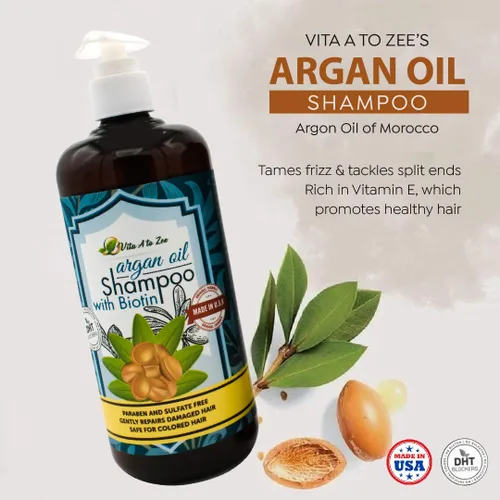 Miniatura 4 de Champú marroquí de aceite de argán y biotina (16.9 onzas líquidas) Fórmula de fuerza profesional Reparación natural del cabello, tratamiento