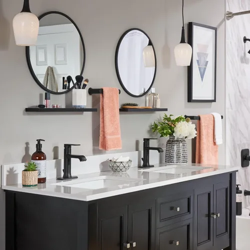 Miniatura 9 de Moen Genta LX Negro Mate Juego de Ducha Moderno con Equilibrio de Presión con Cabezal de Ducha, Manija de Palanca y Caño de Bañera, Requiere Válvula