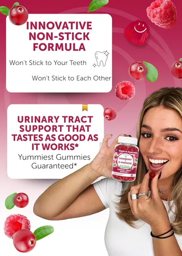 Miniatura 3 de Lunakai Gomitas de arándano para mujeres de 1500 mg (extracto 50:1) con D-manosa de 200 mg - Suplemento diario de arándano para la salud del tracto