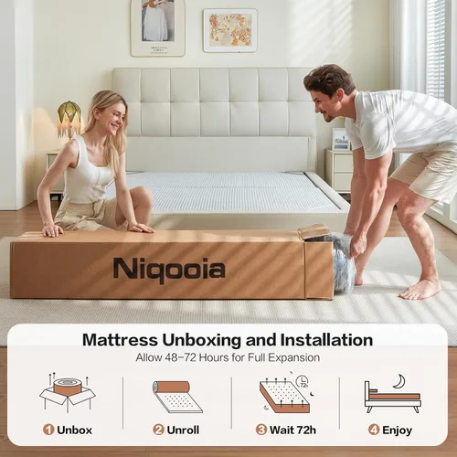 Miniatura 6 de Colchón híbrido de espuma viscoelástica de 12 pulgadas, resortes individuales para alivio de presión, comodidad firme media, certificado