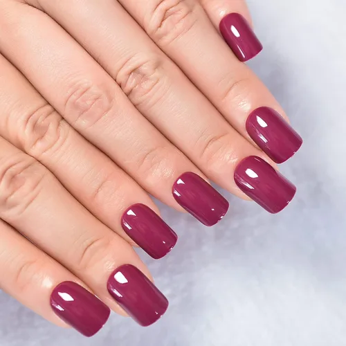 Miniatura 3 de Uñas postizas a presión suaves de color rojo morado oscuro, uñas postizas de color morado oscuro, uñas postizas reutilizables con acabado de gel UV