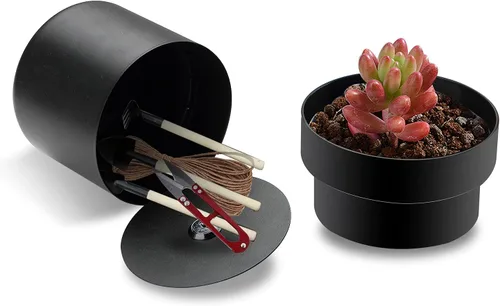 Miniatura 3 de Younion Caja fuerte de desviación para macetas con cerradura de llave, caja de seguridad secreta oculta, perfecta para ocultar los objetos de valor