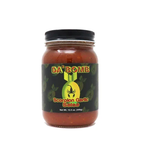 Da'Bomb - Salsa de ajo y pimienta Scorpion - Botellas de 15.5 onzas - Fabricado en Estados Unidos con chiles Habanero y Jolokia - Sin OMG, sin