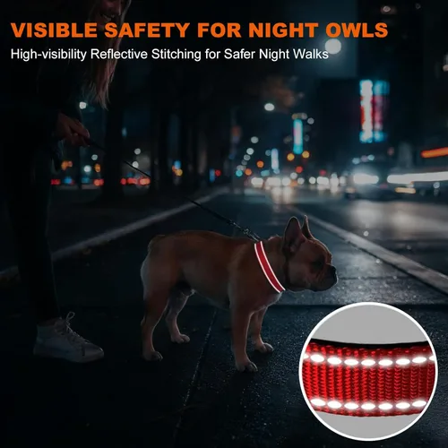 Miniatura 5 de Taglory Collar reflectante para perros pequeños, de neopreno suave acolchado con hebilla de bloqueo a prueba de escapes, anillo de aleación de zinc
