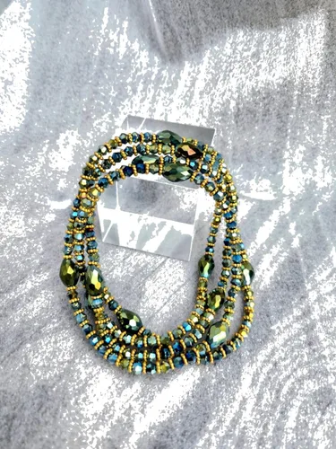 Miniatura 22 de Cuentas de cintura africana elásticas hechas a mano, colección Radiance, cuentas de cintura brillantes lujosas y elegantes