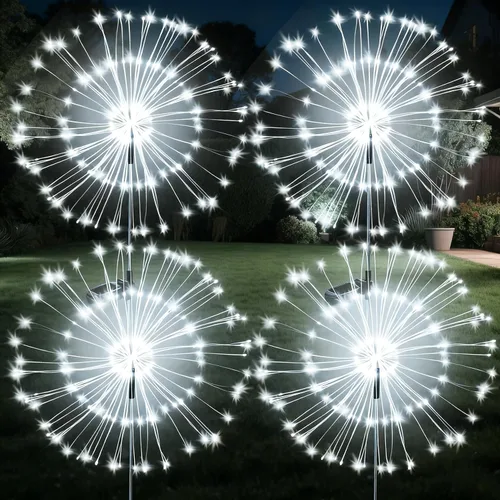 Miniatura 11 de JJGoo - Farolas solares con efecto de fuego, juego de 2, 135 LEDs, 2 modos de iluminación, luces solares para jardín al aire libre, impermeables
