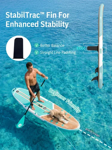 Miniatura 5 de Niphean Tabla de remo inflable con accesorios de SUP, cubierta de EVA antideslizante, tablas de remo inflables de 10 pies 6 pulgadas para adultos
