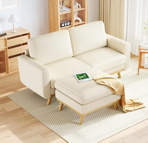 Miniatura 27 de Vesgantti Sofá modular en forma de U de 119 pulgadas, sofá modular de pana con asiento profundo y soporte de resortes, sofá convertible con 2 Beige