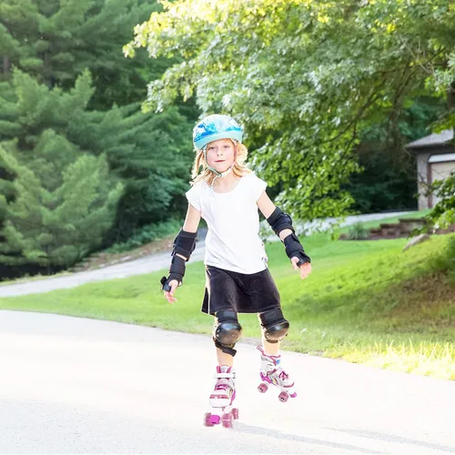 Miniatura 7 de Patines de ruedas Nattork para niños y niñas, patines cuádruples ajustables en 4 tallas para niños con ruedas iluminadas, genial regalo de Rosa