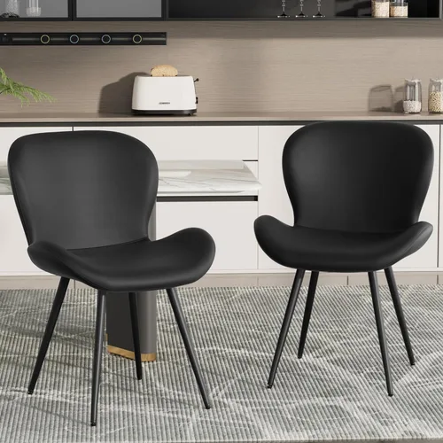 Miniatura 11 de Nalupatio Juego de 2 sillas de comedor, modernas sillas de comedor con respaldo cómodo, sillas de cocina tapizadas gruesas, 19 pulgadas de altura