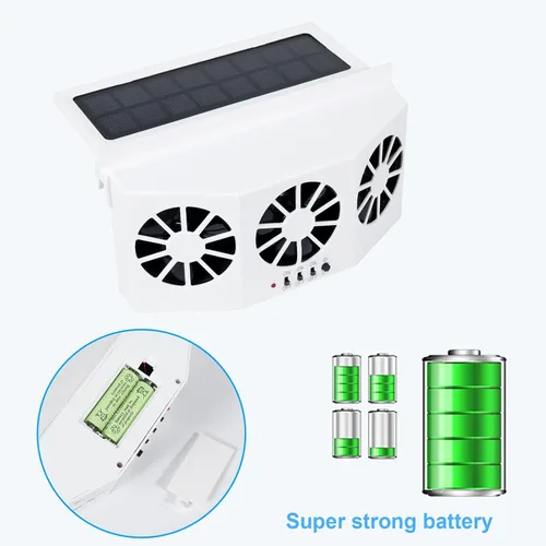 Miniatura 4 de Unifizz Ventilador de ventana delgada solar Ventilador de escape de coche con tres ventiladores 1.5W ABS blanco